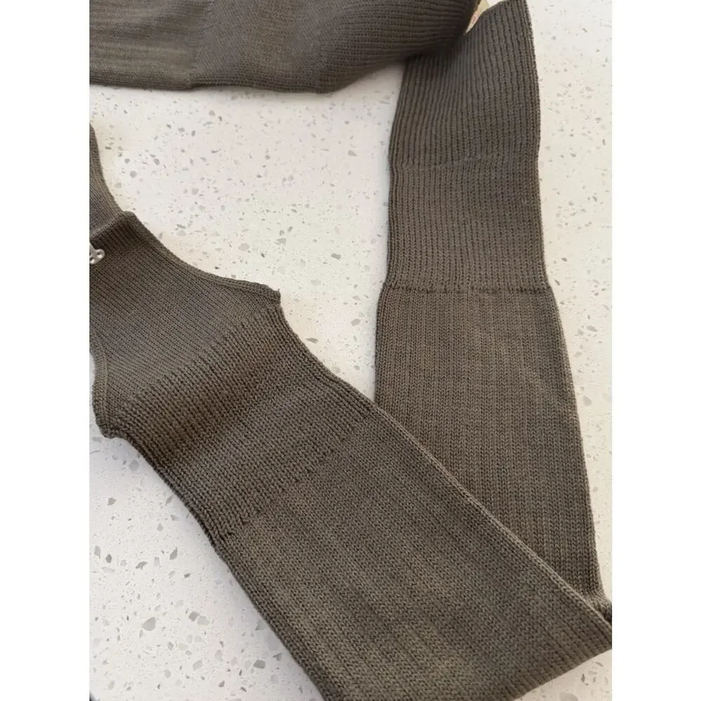 Italian Army Wool Leggings Gaiters Puttees Olive Green Virgin Wool NOS Size I